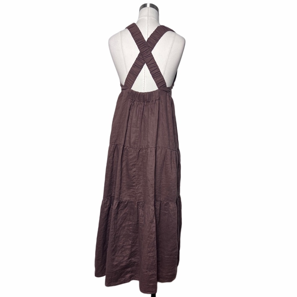 DISSH Brown Tiered Midi Linen Dress - Picture 7 of 9